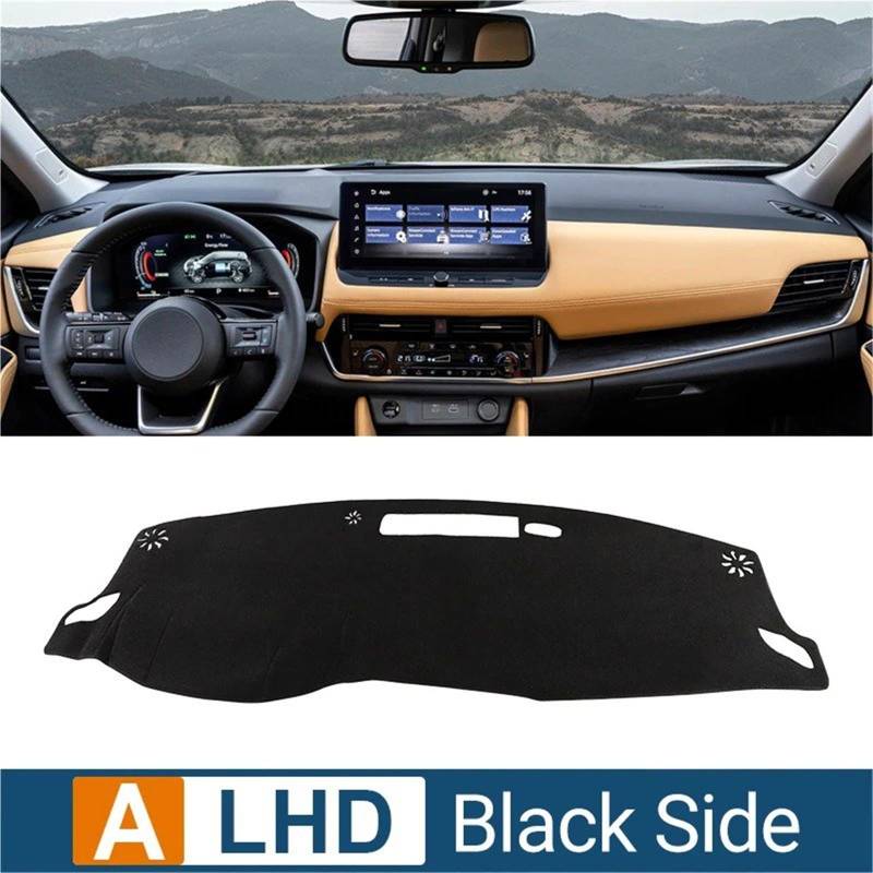 Armaturenbrett Sonnenschutz Teppich Für Nissan Für X-Trail T33 2021 2022 2023 2024 Instrument Schreibtisch Sonnenschutz Matte Dash Rutsch Pad Auto Armaturenbrett Abdeckung(A-LHD-Black Side) von URAGER