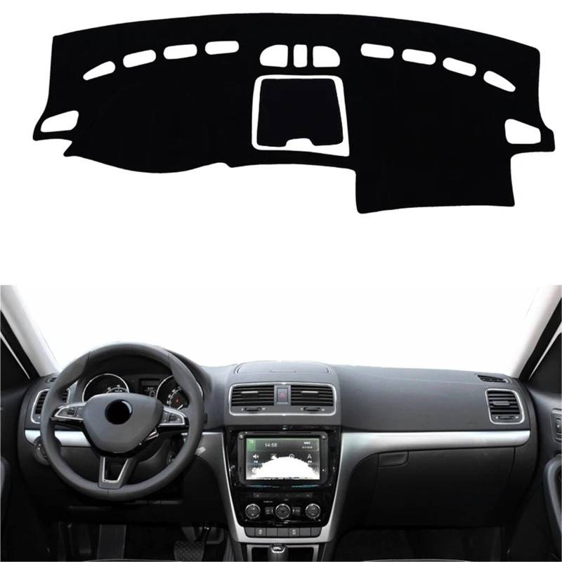 Armaturenbrett Sonnenschutz Teppich Für Skoda Für Yeti 2009 2010 2011 2012 2013 2014 2015 2016 2017 Auto Dashboard Abdeckung Dash Matte Teppich Cape Anti-Sonne Sonnenschutz Dashmat(Black LHD) von URAGER