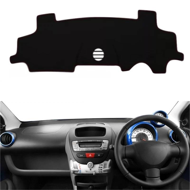 Armaturenbrett Sonnenschutz Teppich Für Toyota Aygo 2005 2006 2007 2008 2009 2010 2011 2012 2013 2014 Auto Auto Innen Dashboard Abdeckung Center Konsole Schutz Teppich Dashmat(Black RHD) von URAGER