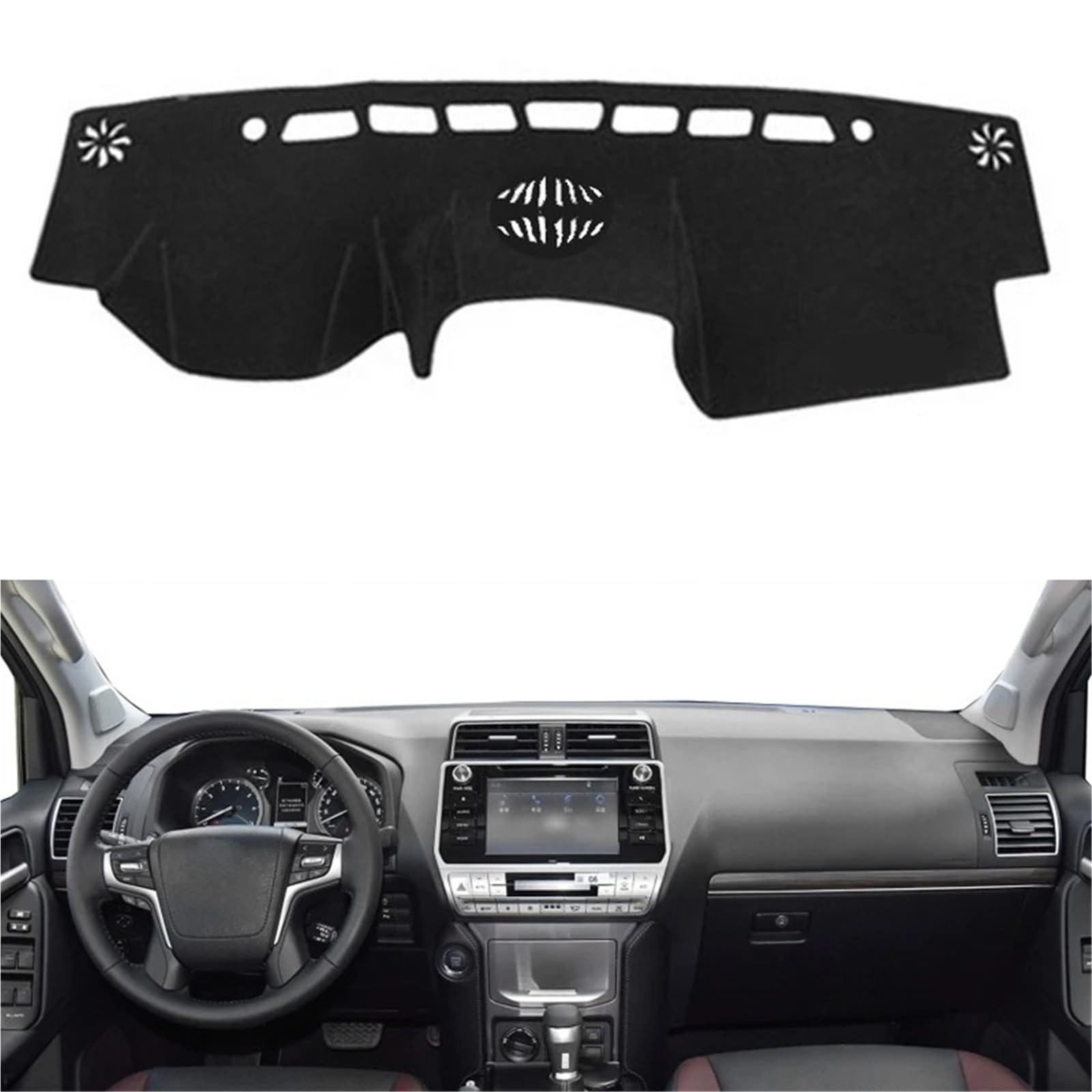 Armaturenbrett Sonnenschutz Teppich Für Toyota Für Land Für Cruiser Für Prado 2018 2019 Auto Armaturenbrettmatte Teppichumhang Sonnenschutz Dashmat Auto-Innenarmaturenbrettabdeckung(Black LHD) von URAGER