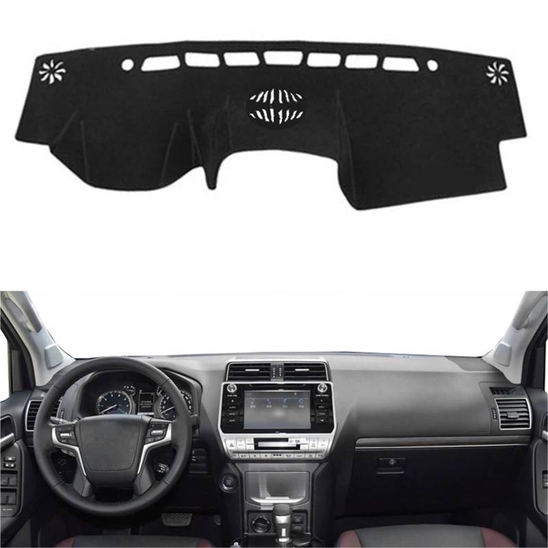 Armaturenbrett Sonnenschutz Teppich Für Toyota Für Land Für Cruiser Für Prado 2018 2019 Auto Armaturenbrettmatte Teppichumhang Sonnenschutz Dashmat Auto-Innenarmaturenbrettabdeckung(Black LHD) von URAGER