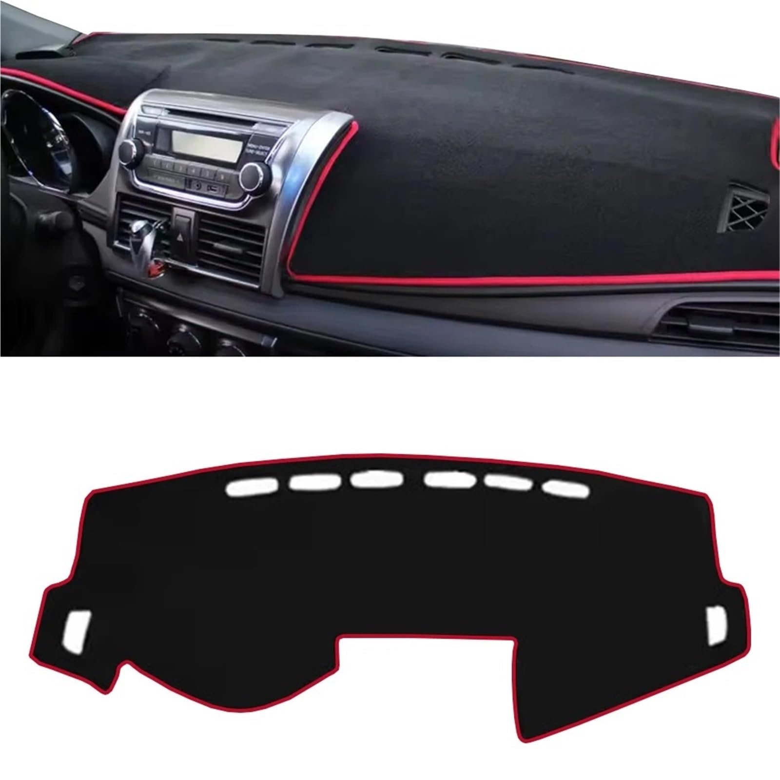 Armaturenbrett Sonnenschutz Teppich Für Toyota Vios XP150 Für Yaris Limousine 2014 2015 2016 2017 2018 Auto Dashboard Mat Dash Pad Dashmat Sonnenschirm Schutzhülle Teppich(LHD RED A) von URAGER