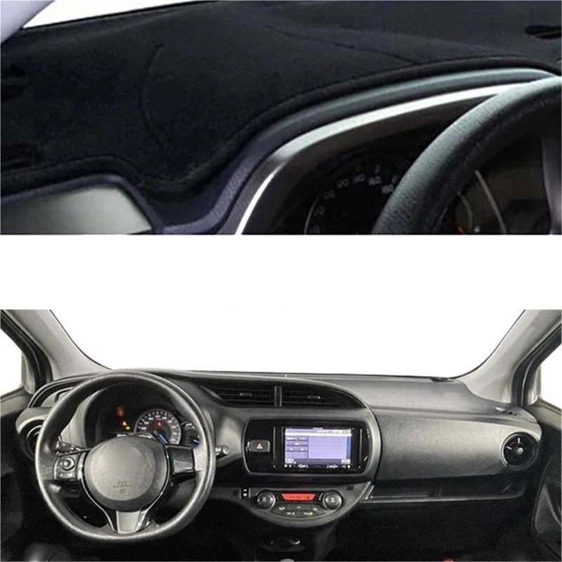 Armaturenbrett Sonnenschutz Teppich Für Toyota Vitz 2018 2019 2020 Auto Auto Innen Armaturenbrett Abdeckung Mittelkonsole Schutz Teppich Dashmat Sonnenschutz Zubehör(Left-Black) von URAGER