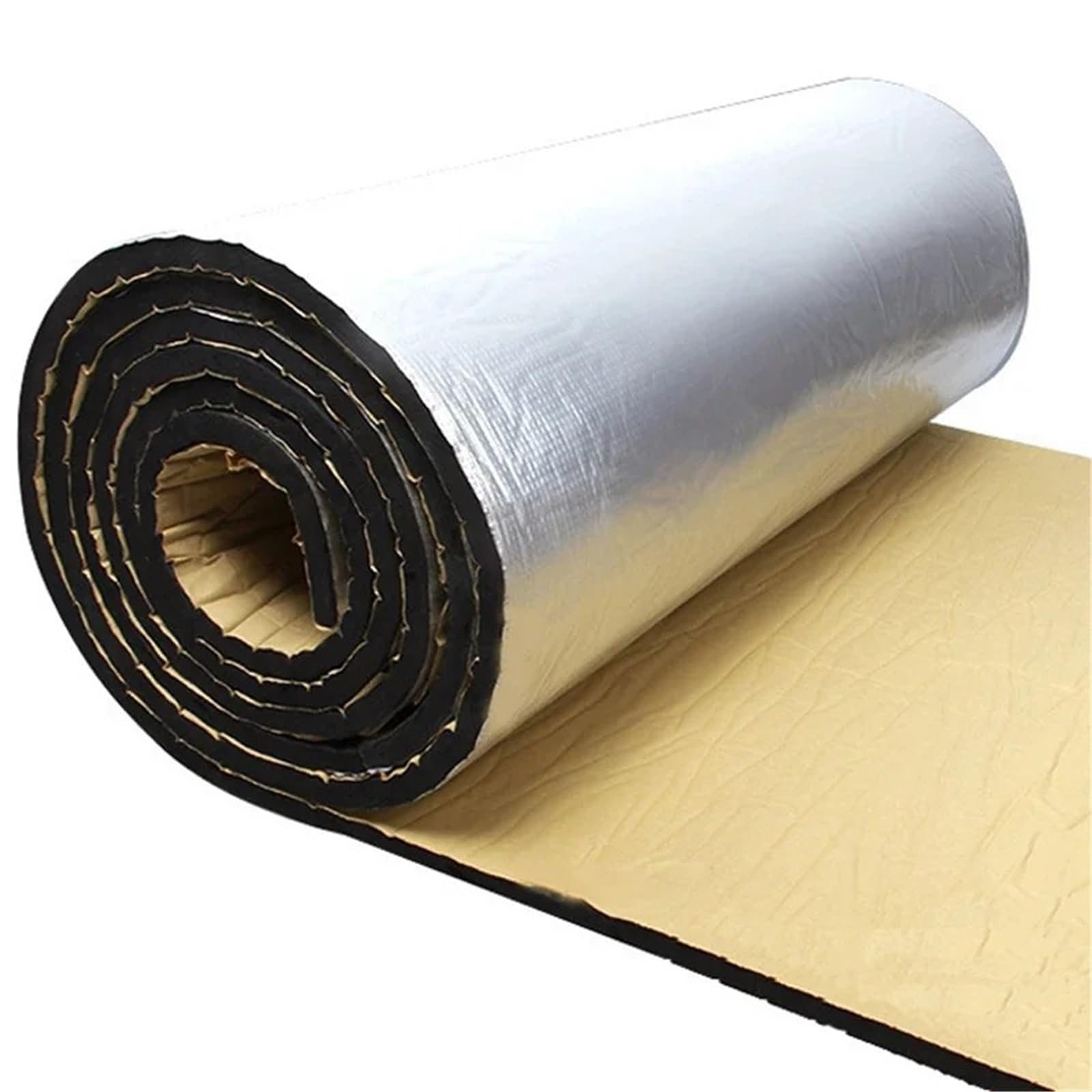 Dämmschaummatte 1 Stück 5/10 Mm 50 X 200Cm Schalldämpfer Wärmedämmmatte Aluminiumfolie Selbstklebende Akustische Wärmedämmung Pad Auto-Lärmdämmmatte(500x2000x5mm) von URAGER