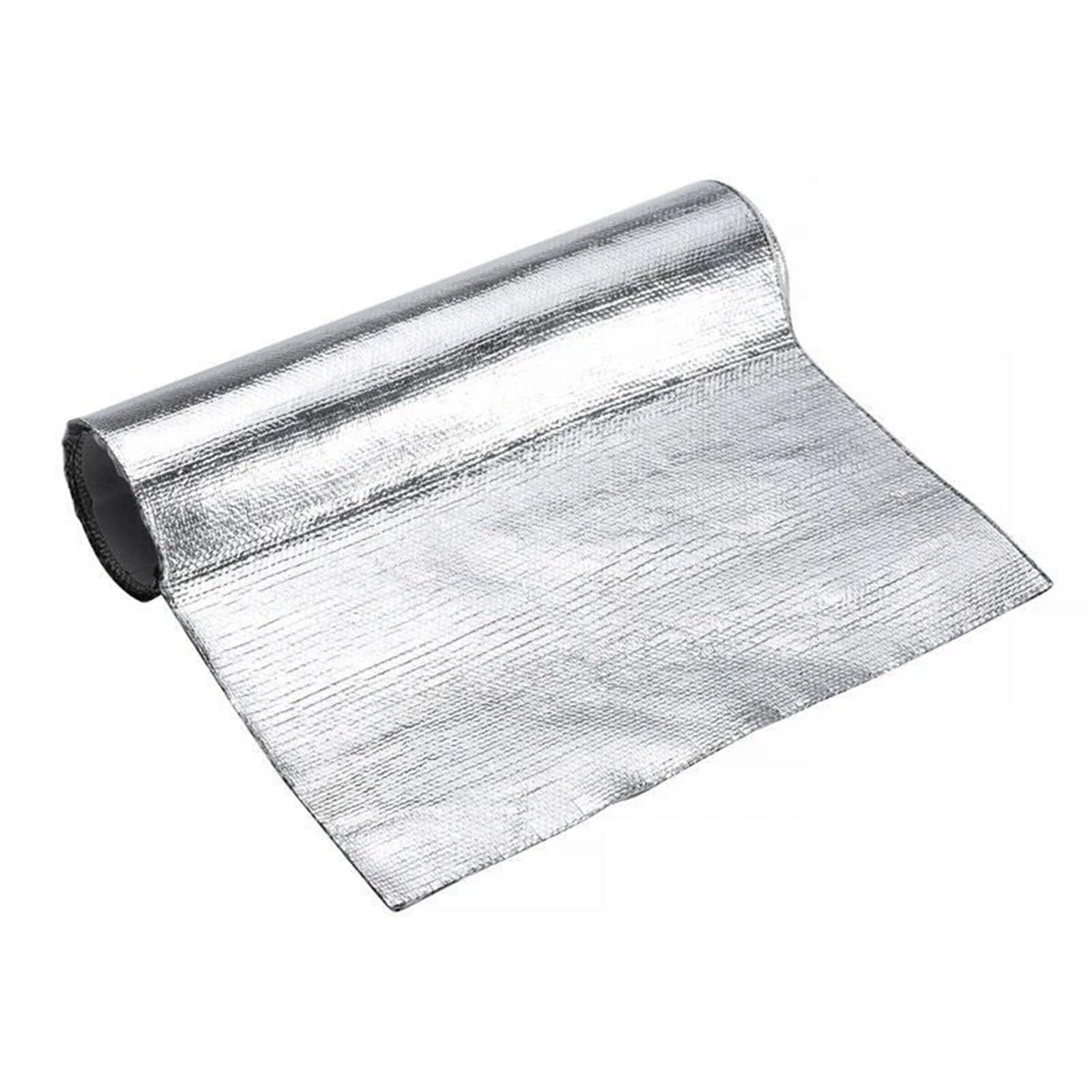 Dämmschaummatte 150x30cm Auto-Isolierfolie Hitzeschutzmatte Hochtemperaturbeständiger Stoff Silber Fiberglas Aluminiumfolie Film(30cmx60cm A) von URAGER