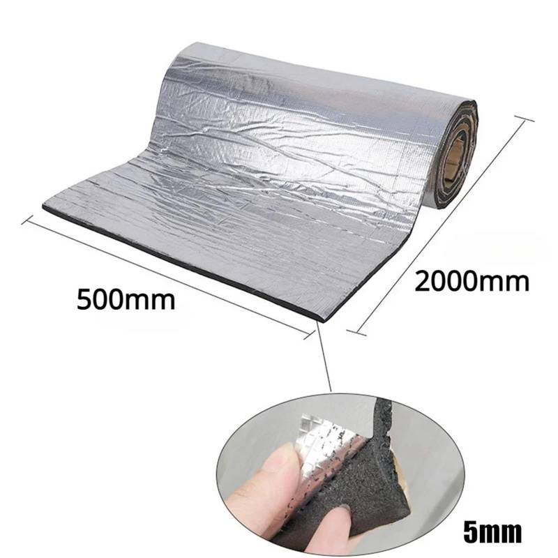 Dämmschaummatte 2000 * 500mm 5/10mm Sound Isolierung Pad Auto Sound Isolierung Pad Haube Geschlossen Zelligen Schaum Zubehör(2000x500x5mm-M) von URAGER
