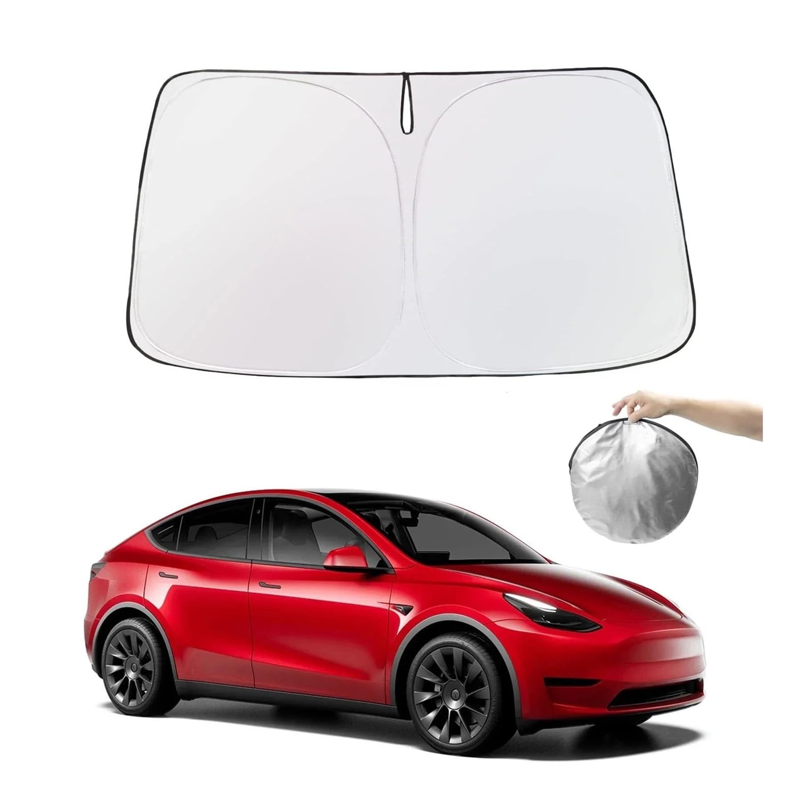 Sonnenblende Für Modell Für Y 3 Für Highland Auto Windschutzscheibe Sonnenschutz Auto Frontscheibe Sonnenschutz UV-Schutz Faltbares Visier Sonne(3 2021-2025) von URAGER