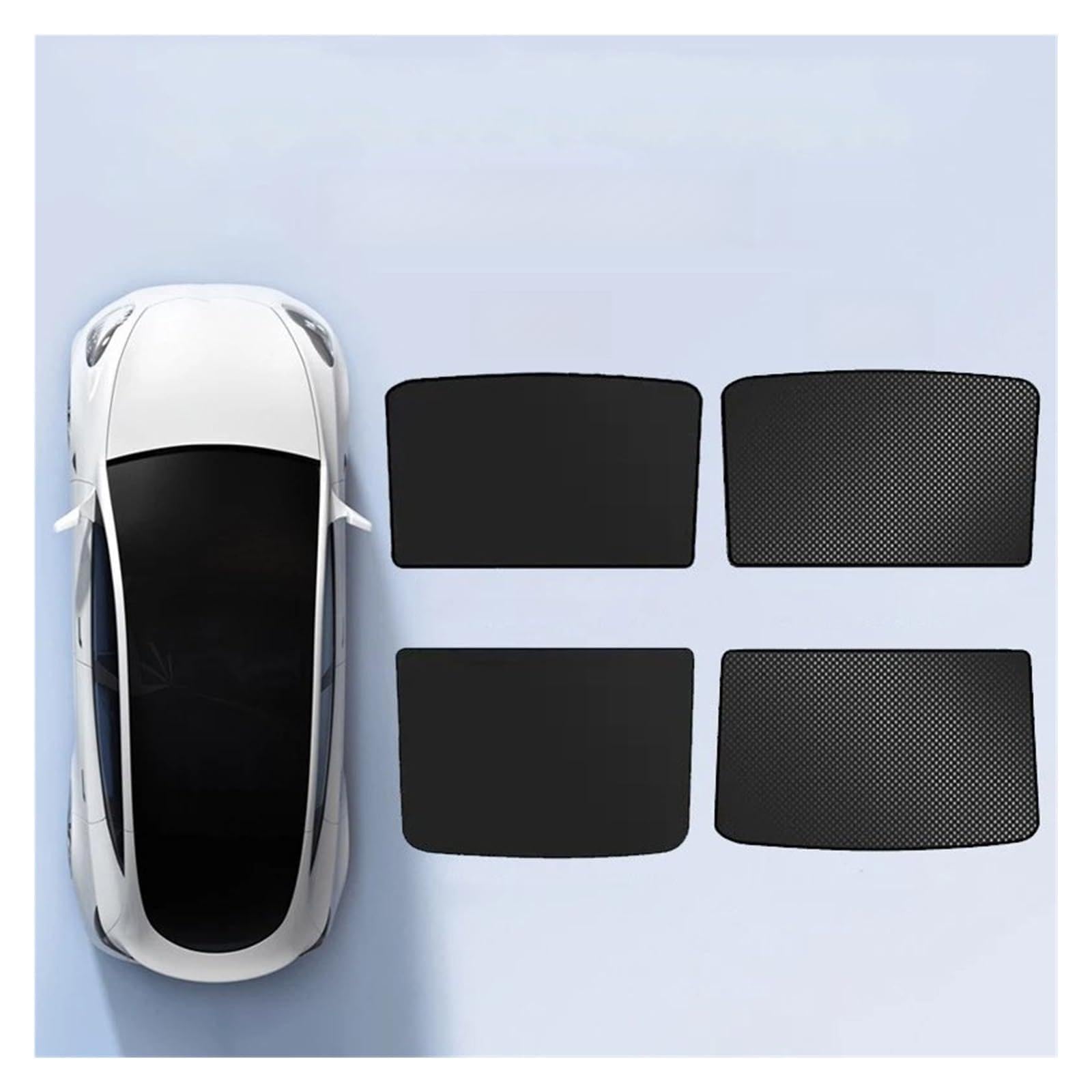 Sonnenblende Für Tesla Für Modell Für Y/3 Schiebedach Sonnenschirm Vorne Hinten Dachfenster Nano Ice Silk Tuch Sonne Pare Glas Zubehör(N-3-Black) von URAGER