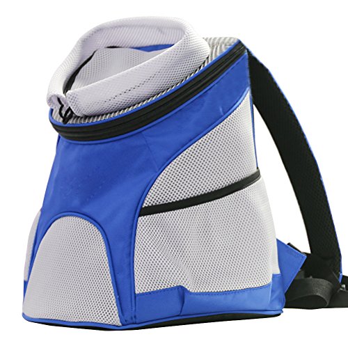 Rucksack Transporttasche für Hund Katze Haustier, URAQT Stoff Haustiertragetasche Atmungsaktiv Tasche für Outdoor Wandern Camping (Blau, Größe M) von URAQT