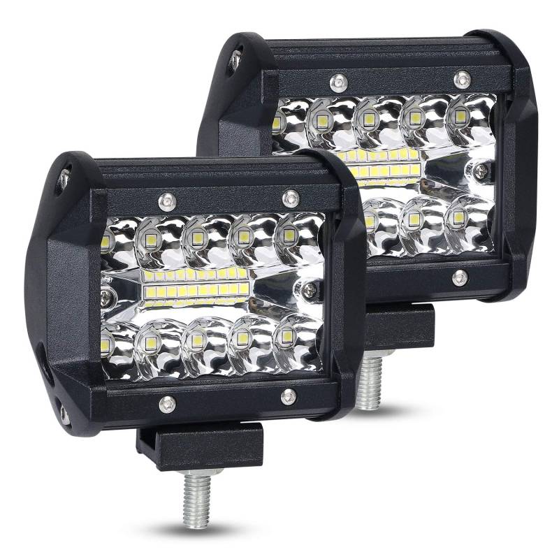 URAQT LED Arbeitsscheinwerfer, Scheinwerfer LED Auto, 2x60W Zusatzscheinwerfer, Flutlicht Wasserdicht, Wasserdicht Offroad Scheinwerfer, 4 Zoll von URAQT