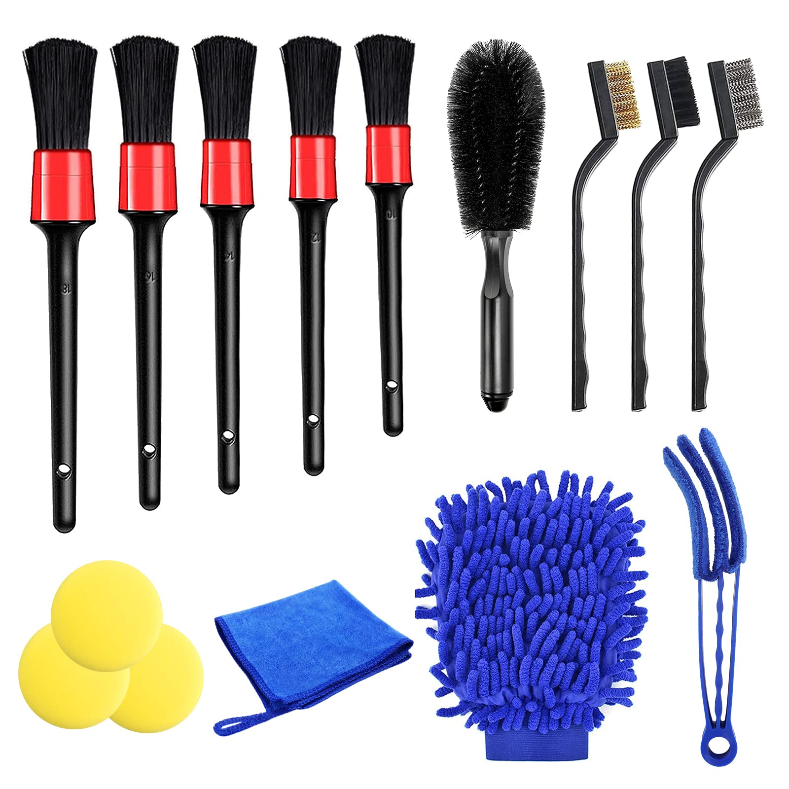 URAQT Rreinigung Pinsel Auto, 15 PCS Reinigung Bürsten Auto und Mikrofasertücher für Reifen und Autoscheibe, Auto Reinigung Set für Innen-und-Außenraum Autopflege URAQT Rreinigung Pinsel Auto, 15 PCS Reinigung Bürsten Auto und Mikrofasertücher für Reifen und Autoscheibe, Auto Reinigung Set für Innen-und-Außenraum Autopflege von URAQT