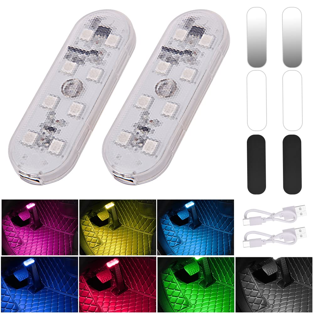 URAQT Auto LED Innenbeleuchtung, 2 Stück RGB 7 Farben und 3 Anpassungsmodus USB Wiederaufladbare Dimmbar Mobilen LED Touch Licht Universal für RV Camping Auto LKW Wohnwagen Wohnmobil Boot 8 LED von URAQT