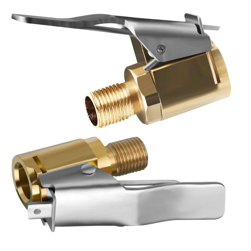 URAQT Autoventil Hebelstecker Air Chuck, 2 Stück 6mm Messing 1/4" NPT Reifenfüllnippel Ventilaufsatz Momentstecker Hebelstecker Reifen Ventil Luftpumpe Clip für alle Reifenventile mit Ventilgewinde von URAQT