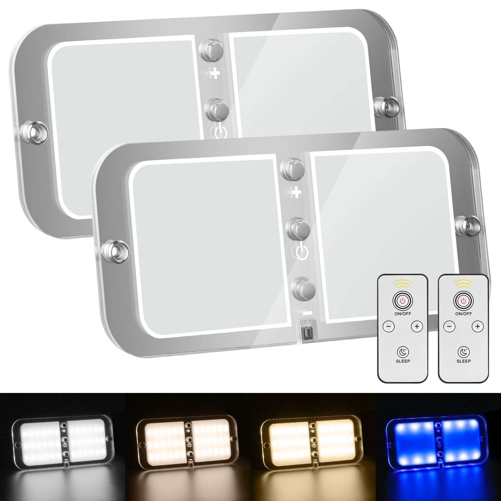 URAQT LED Deckenleuchte, 2 Stück 12v Led Lampen Wohnmobil 72 LED 800LM Dimmbar 4 Farbe Modi Auto LED Nachtlicht Dach Lichter mit Schalter mit Fernbedienung für RV Camping Auto LKW Wohnwagen Boot URAQT LED Deckenleuchte, 2 Stück 12v Led Lampen Wohnmobil 72 LED 800LM Dimmbar 4 Farbe Modi Auto LED Nachtlicht Dach Lichter mit Schalter mit Fernbedienung für RV Camping Auto LKW Wohnwagen Boot von URAQT