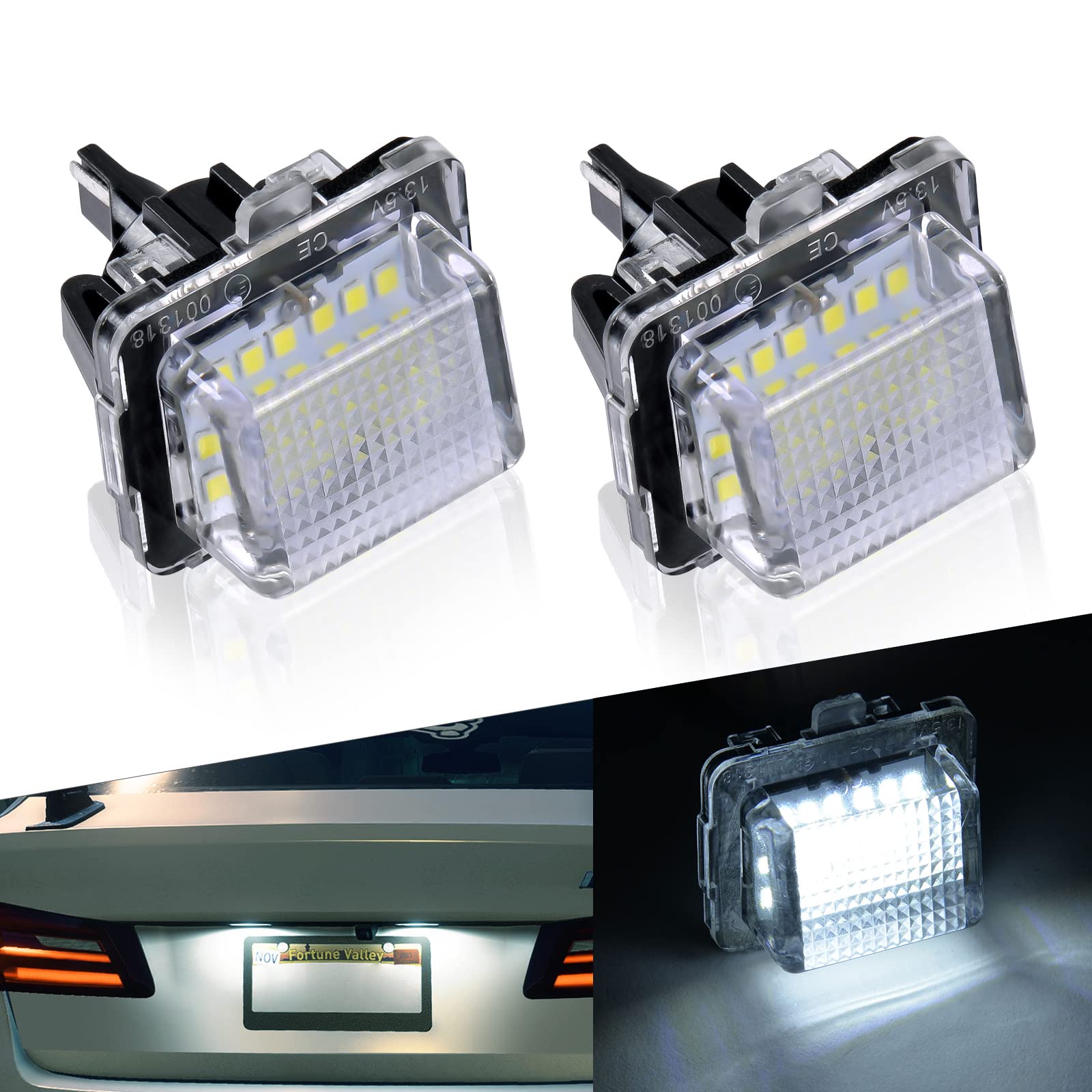 URAQT LED Lizenz Kennzeichenbeleuchtung, 2 Stücke 6500 K Kennzeichenleuchte 400Lm Heckleuchte Weiß Kennzeichen 12V Eingebauter Canbus Kompatibel mit Benz von URAQT