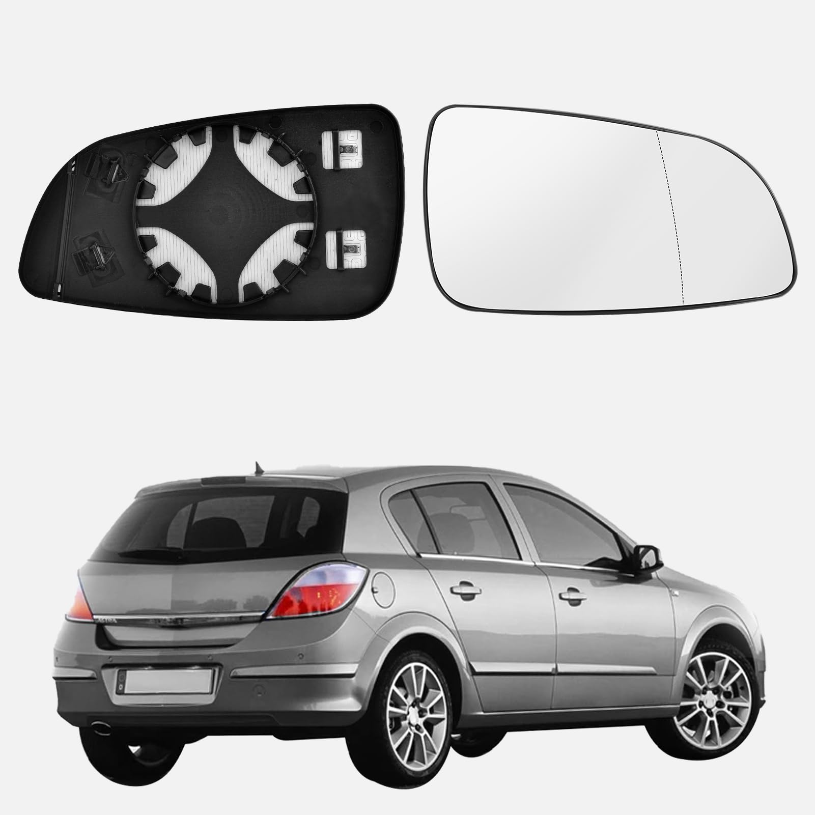 URAQT Spiegelglas Opel Corsa Rechts Beheizbar, Außenspiegel Konvex Klar Beheizt Fahrerseite Beheizbar Asphärisch mit Trägerplatte Türspiegelglas Außenspiegel OEM:OPEL (13141984 6428785 6428786) von URAQT