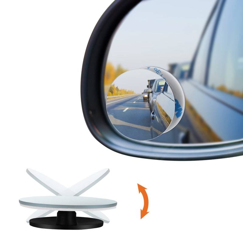 URAQT Toter Winkel Spiegel,2 Stück 360° Verstellbarer Wasserdichter HD Selbstklebend Weitwinkelspiegel Toten Winkel Assistent Universal Trainer Rückspiegel Spiegelfolie Auto für General Autospiegel von URAQT