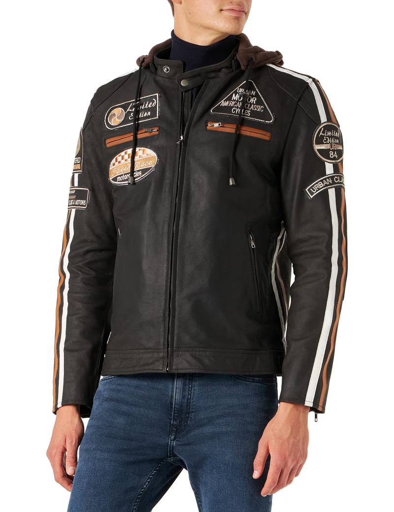 URBAN 5884 Motorradjacke Herren Leder, Herrenjacke aus Lammleder, verstaubare Protektoren für Rücken, Schultern und Ellenbogen von URBAN 5884
