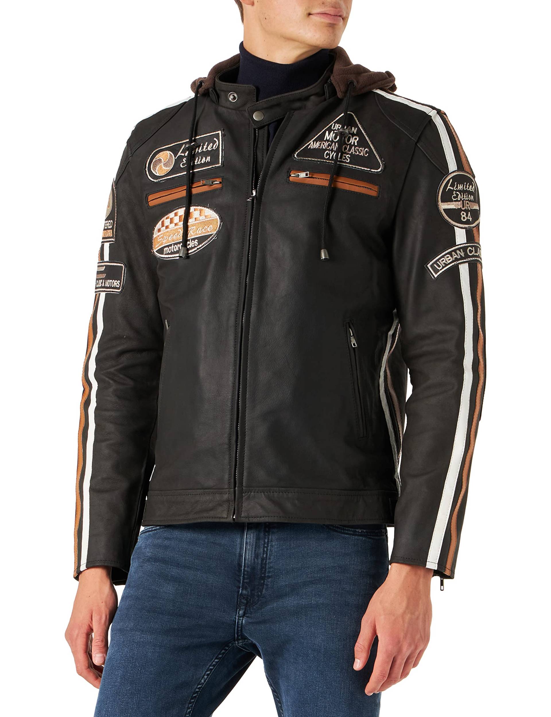 URBAN 5884 Motorradjacke Herren Leder, Herrenjacke aus Lammleder, verstaubare Protektoren für Rücken, Schultern und Ellenbogen URBAN 5884 Motorradjacke Herren Leder, Herrenjacke aus Lammleder, verstaubare Protektoren für Rücken, Schultern und Ellenbogen von URBAN 5884