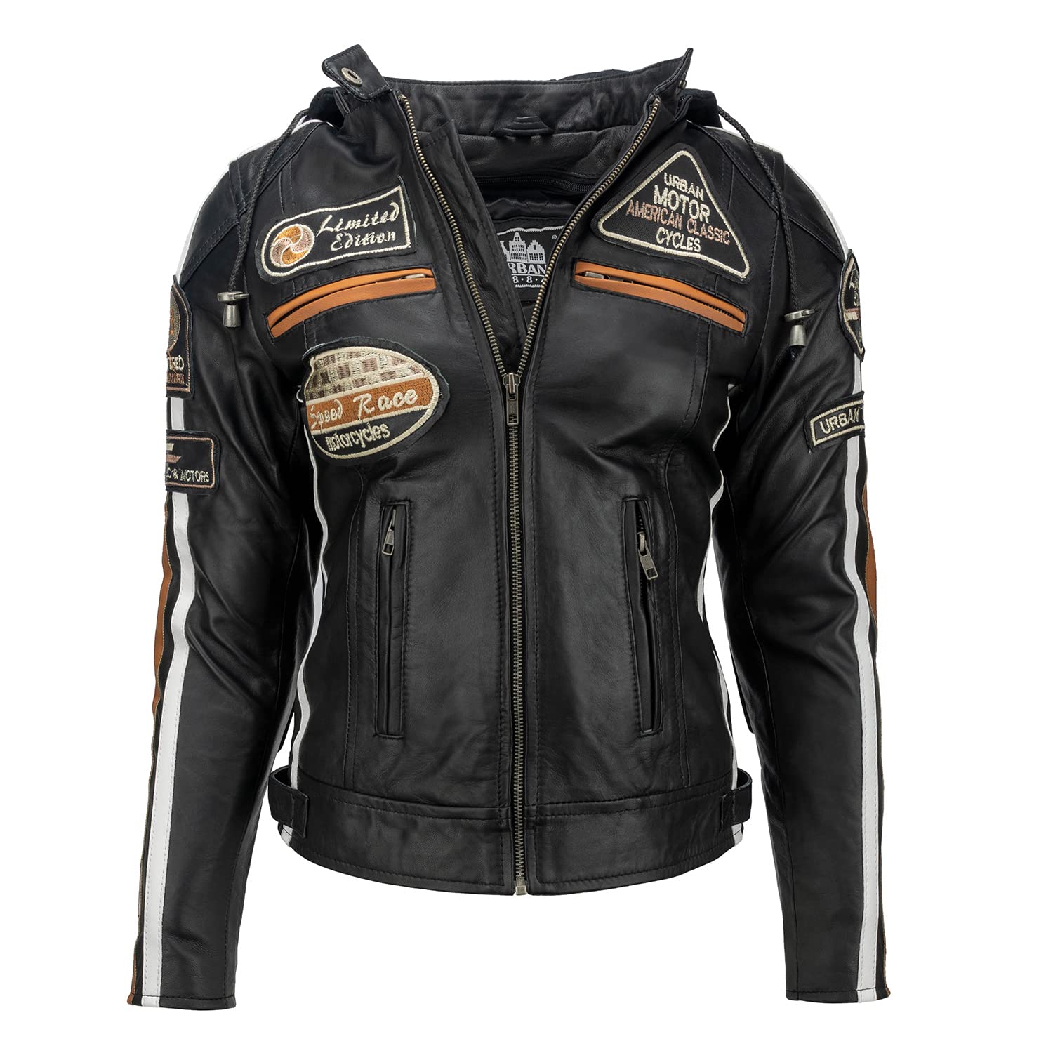 URBAN 5884 Motorradjacke Damen Mit Protektoren, Damenjacke aus Lammleder, Protektoren für Rücken, Schultern und Ellenbogen, Schwarz, XL URBAN 5884 Motorradjacke Damen Mit Protektoren, Damenjacke aus Lammleder, Protektoren für Rücken, Schultern und Ellenbogen, Schwarz, XL von URBAN 5884