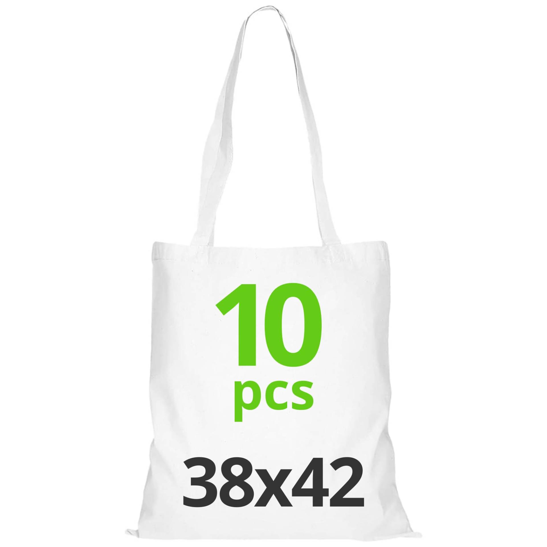 URBAN 5884 Baumwolltasche 38x42 cm, Packung mit unbedruckten Taschen, lange Träger, widerstandsfähige Stofftaschen, wiederverwendbare Einkaufstasche zum Bedrucken oder Bemalen, Weiß, 10 Stück URBAN 5884 Baumwolltasche 38x42 cm, Packung mit unbedruckten Taschen, lange Träger, widerstandsfähige Stofftaschen, wiederverwendbare Einkaufstasche zum Bedrucken oder Bemalen, Weiß, 10 Stück von URBAN 5884