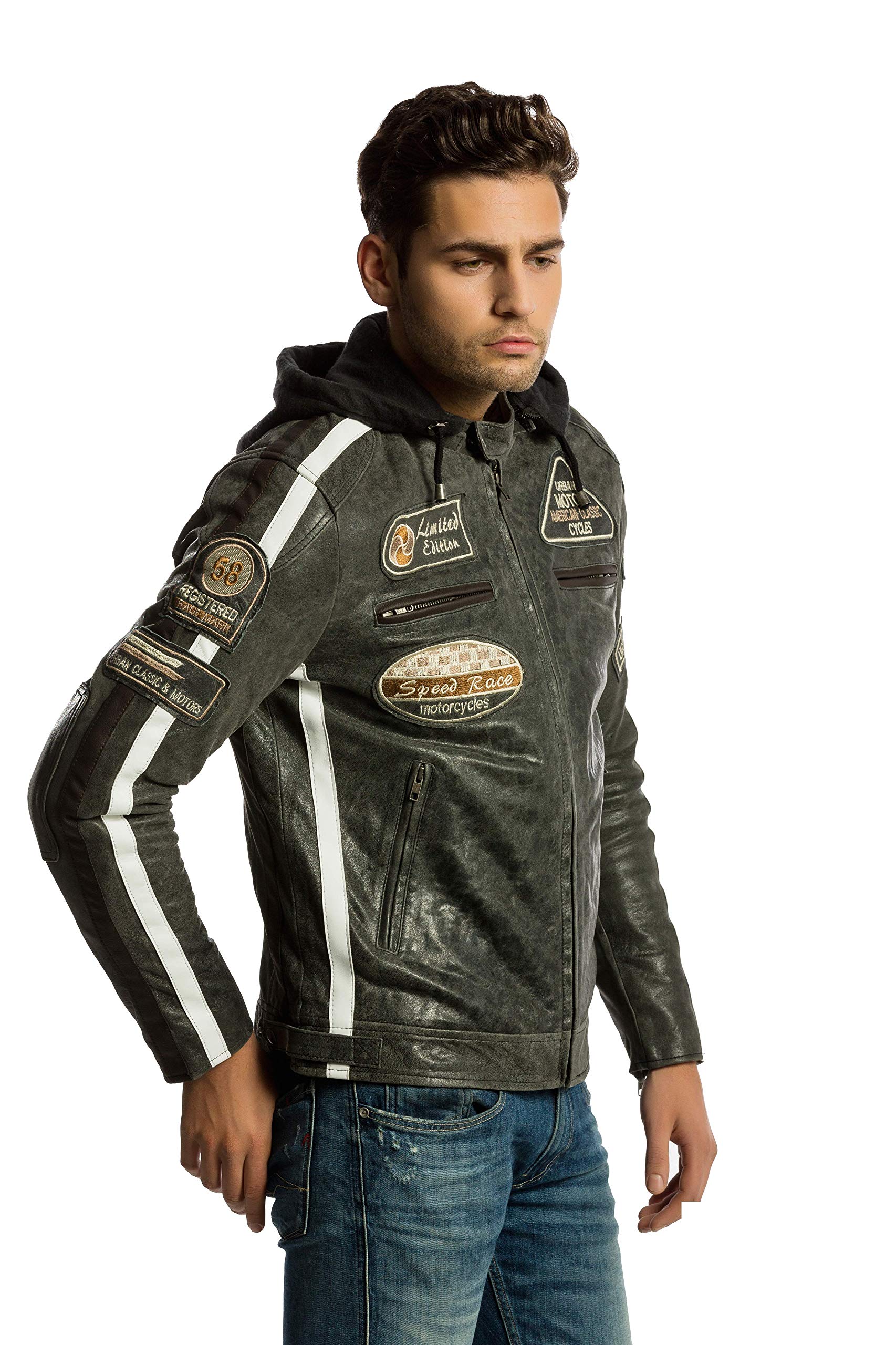 URBAN 5884 Motorradjacke Herren Leder, Herrenjacke aus Lammleder, verstaubare Protektoren für Rücken, Schultern und Ellenbogen URBAN 5884 Motorradjacke Herren Leder, Herrenjacke aus Lammleder, verstaubare Protektoren für Rücken, Schultern und Ellenbogen von URBAN 5884