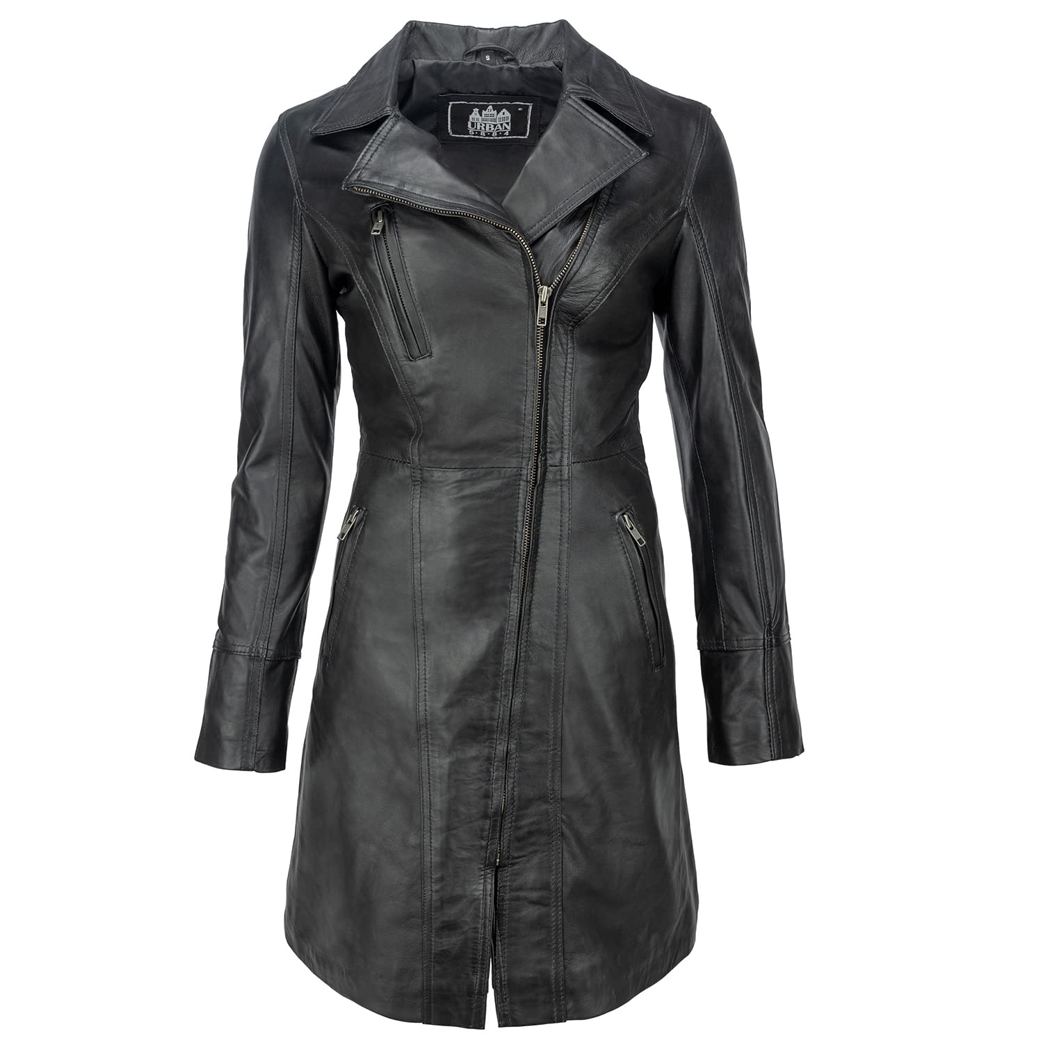 Urban Leather UR-96 Frauen Elegante Mantel 107, Schwarz, Große : M von URBAN 5884