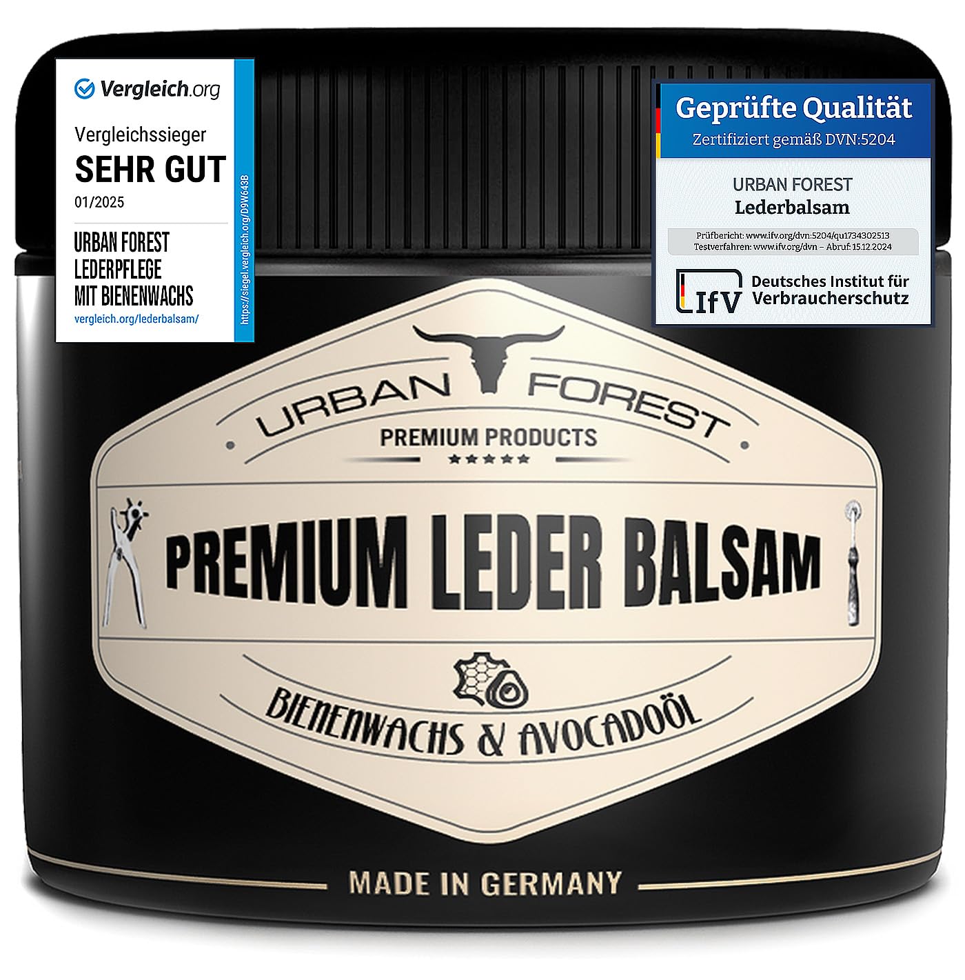 URBAN FOREST Lederpflege mit Bienenwachs & Avocado-Öl 250ml für Auto Sofa Couch Möbel Jacke Motorradbekleidung Handtaschen Ledercouch Schuhe Sattel für Pferde Lederfett - Premium Leder Balsam URBAN FOREST Lederpflege mit Bienenwachs & Avocado-Öl 250ml für Auto Sofa Couch Möbel Jacke Motorradbekleidung Handtaschen Ledercouch Schuhe Sattel für Pferde Lederfett - Premium Leder Balsam von URBAN FOREST
