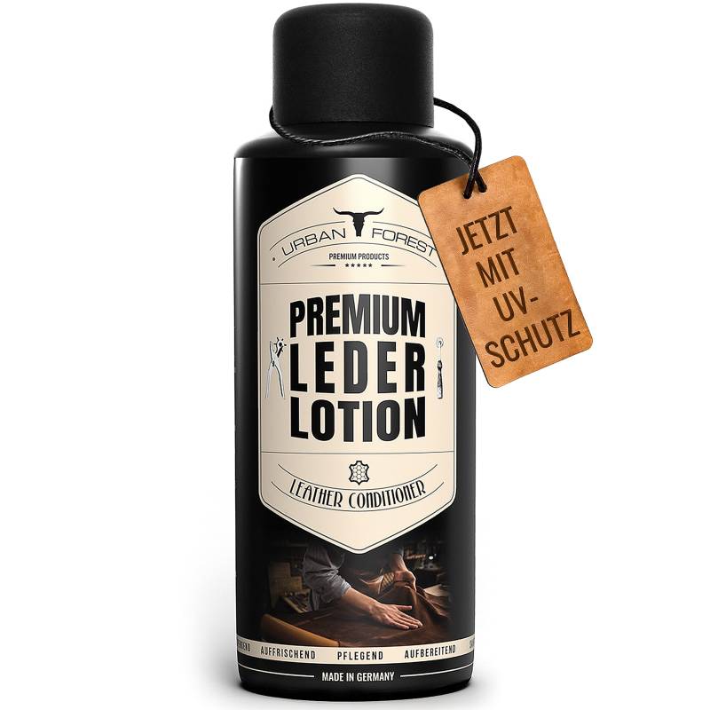 URBAN FOREST Leder Lotion 500ml für Haushalt und Auto I Reinigungsmittel und Polsterreiniger für Sofa Couch und Autositze I Spezialreiniger und Lederpflege Lotion zur Leder Imprägnierung von URBAN FOREST