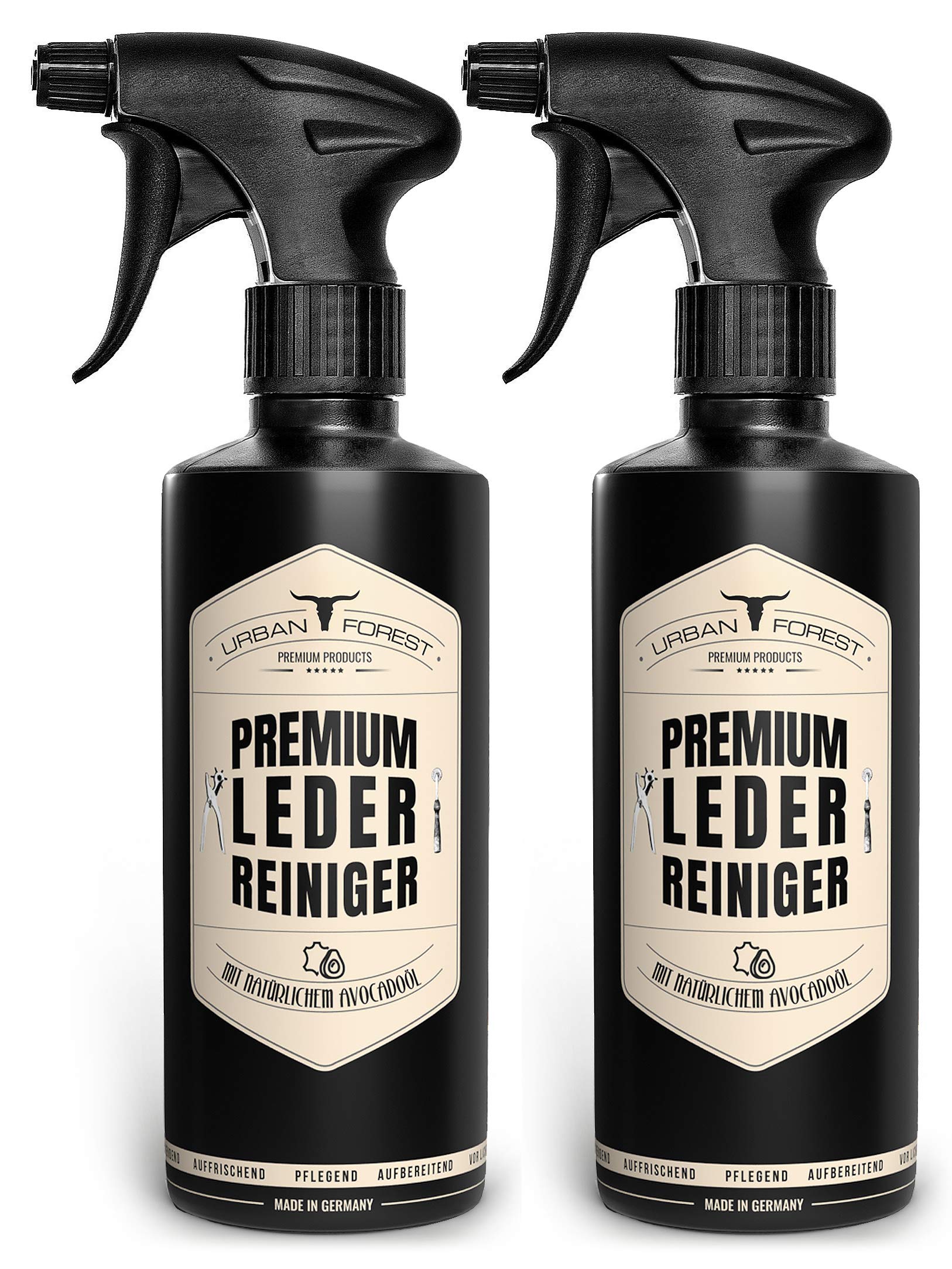 URBAN FOREST SPARSET Premium LEDERREINIGER 2 x 500ml mit natürlichem Avocado-Öl optimal zur Reinigung von Leder - Lederpflege für Auto Sofa Motorradbekleidung Handtaschen Ledercouch Schuhe Sattel URBAN FOREST SPARSET Premium LEDERREINIGER 2 x 500ml mit natürlichem Avocado-Öl optimal zur Reinigung von Leder - Lederpflege für Auto Sofa Motorradbekleidung Handtaschen Ledercouch Schuhe Sattel von URBAN FOREST