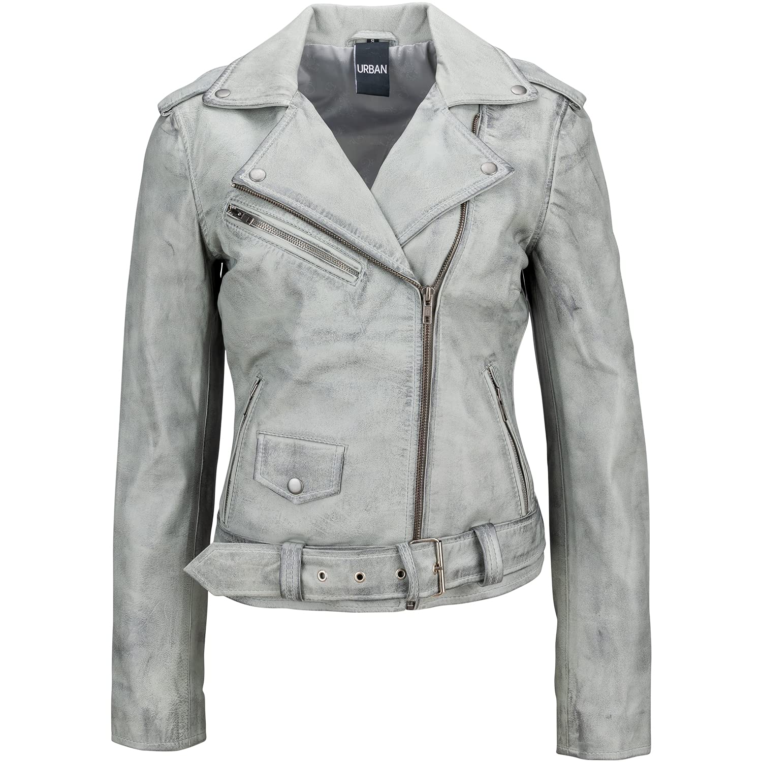 Urban Leather Damen Jacke Biker Perfecto Ladies, Light Grey, Große : S, UR-275 von Urban Leather