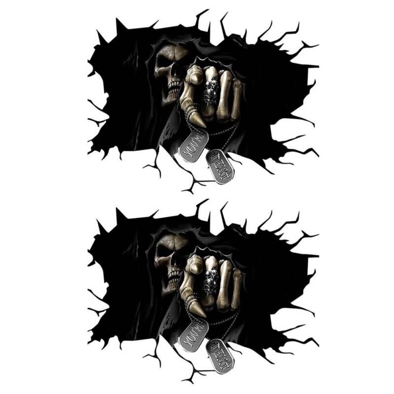 URFEDA 3D Horror Totenkopf Auto Aufkleber - Wasserdicht, Schwarz, Schädel, Gothic, Outdoor, 2 Stück von URFEDA