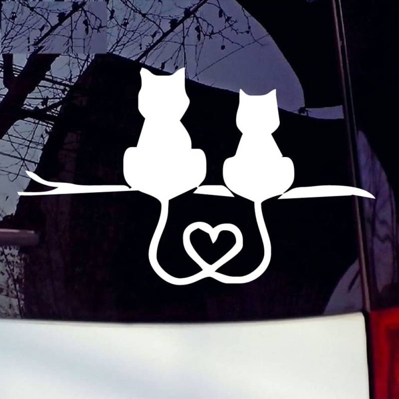 Auto Aufkleber Nette Paar Katzen - Kreative Liebes Katzen Reflektierende Dekoration für Karosserie und Fenster - Selbstklebend DIY Auto Styling von URFEDA