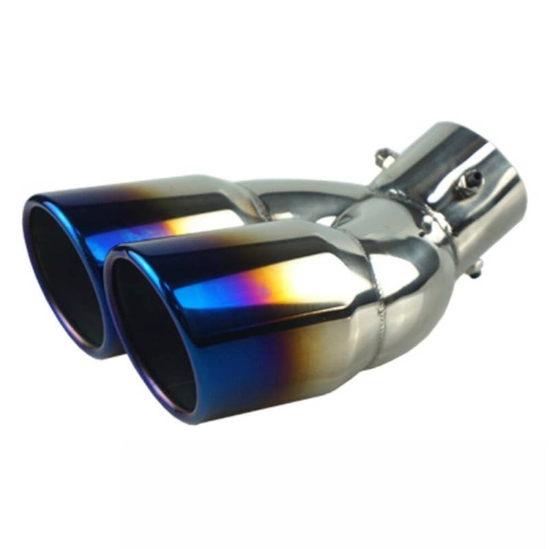 URFEDA 63mm Auspuffblende Doppelrohr Auto Universell Auspuff Schalldämpfer Endrohr Edelstahl Auspuffrohr Endschalldämpfer Auspuffendrohr Gebogener Doppelauslass Rundmund Endrohr von URFEDA