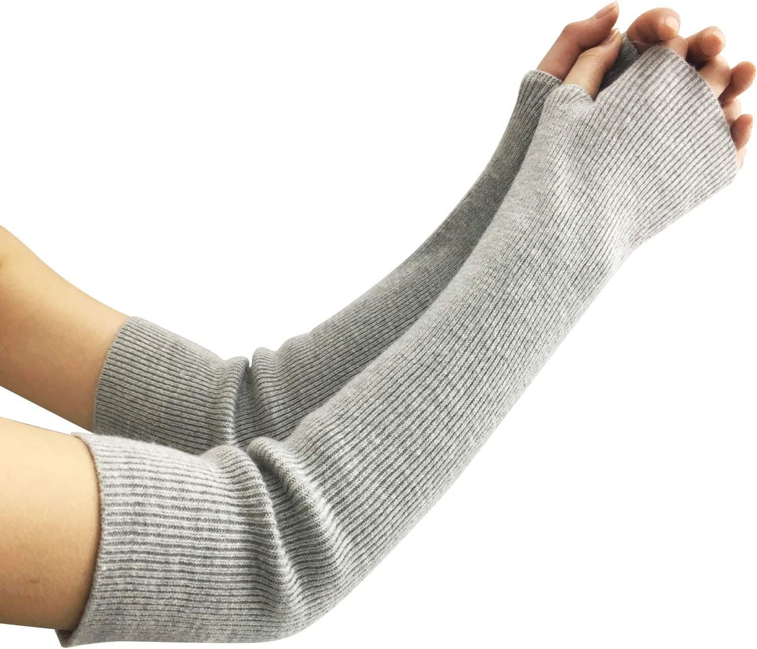 URFEDA Damen Handschuhe Winter Gestrickte Handschuhe Winterwarme Armstulpen Fäustlinge Lang Handwärmer Stulpen Klassische Strick Halb Handschuhe Armwärmer Warm Handschuhe Pluswärmer Handstulpen von URFEDA