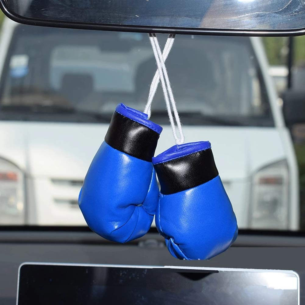 URFEDA Mini Boxing Gloves HäNgende Verzierung, AnhäNger HäNgende Dekoration Autogrammierte Mini-Boxhandschuhe, RüCkspiegel Geschenkflaggen FüR Car Rear View Mirror (Blau) von URFEDA