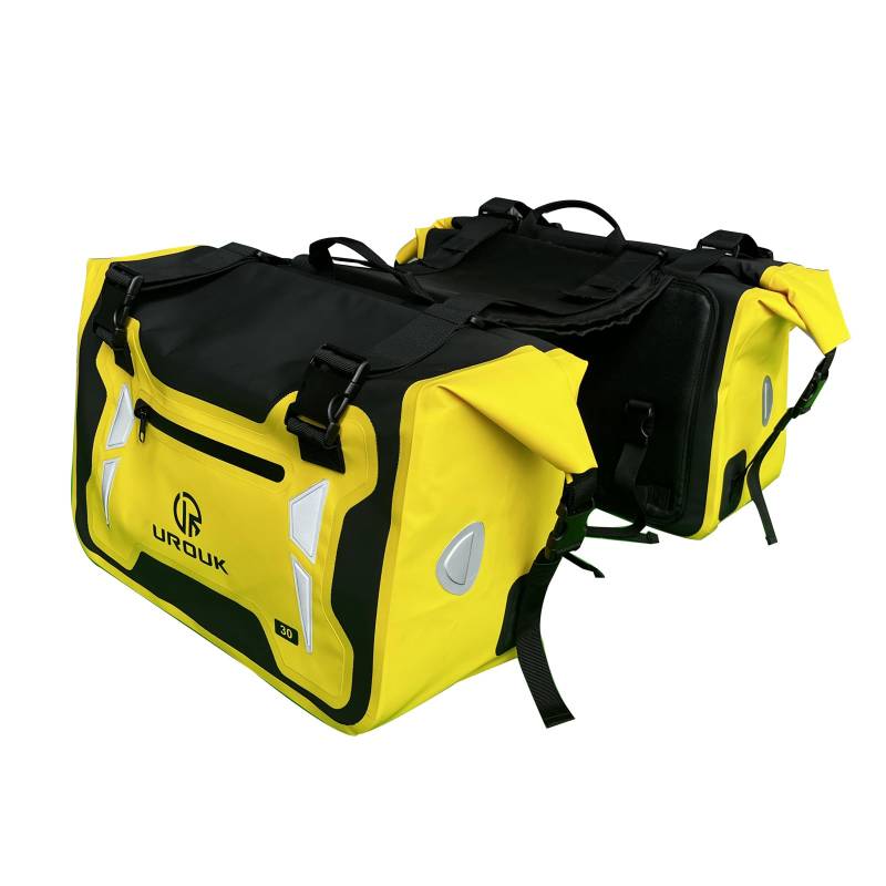 UROUK Motorrad Satteltaschen Tasche 60L Wasserdicht Motorradtasche Taschen Motor Seitentasche (Gelb) von UROUK