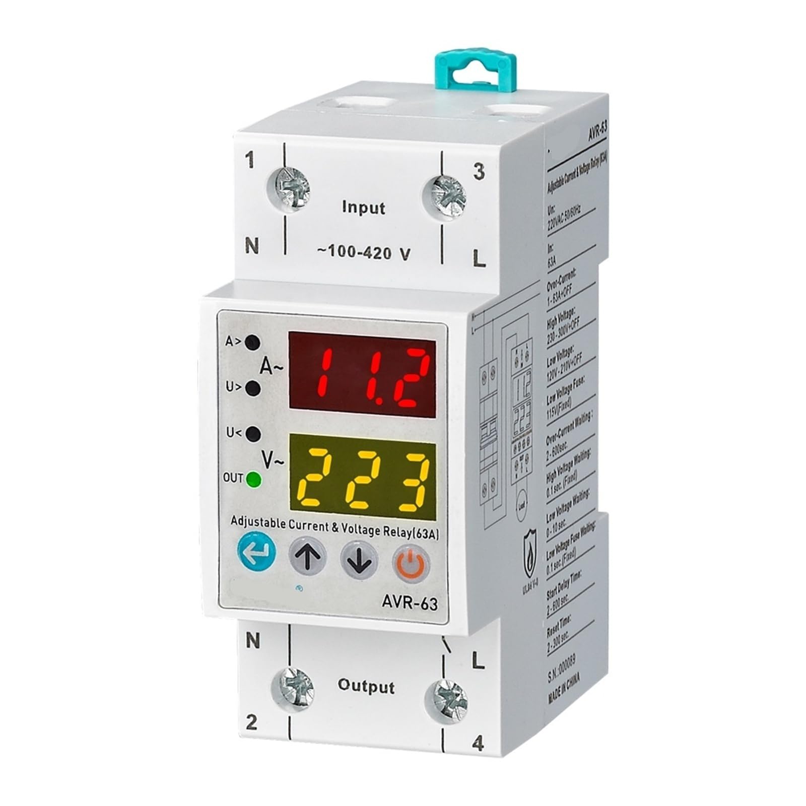 AVR-XX Dual Display Einstellbare Spannung Und Überstromschutzrelais 40A 63A 1Pcs(40A) von URUJAMOY