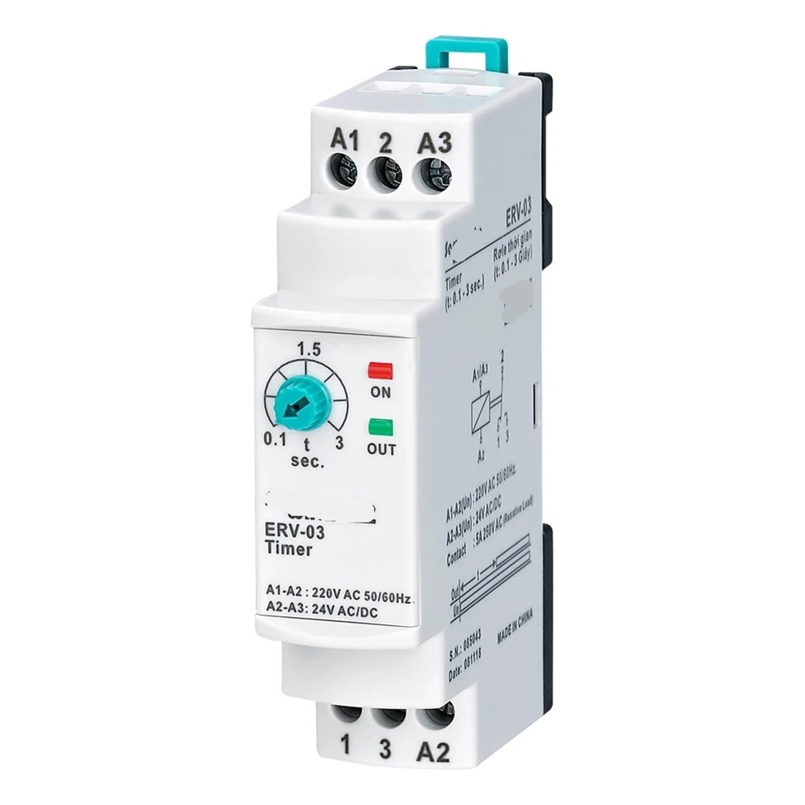 ERV-03 Einschaltverzögerungszeitrelais, elektronisch, einstellbar, 1 Stück(110VAC 24VDC) von URUJAMOY