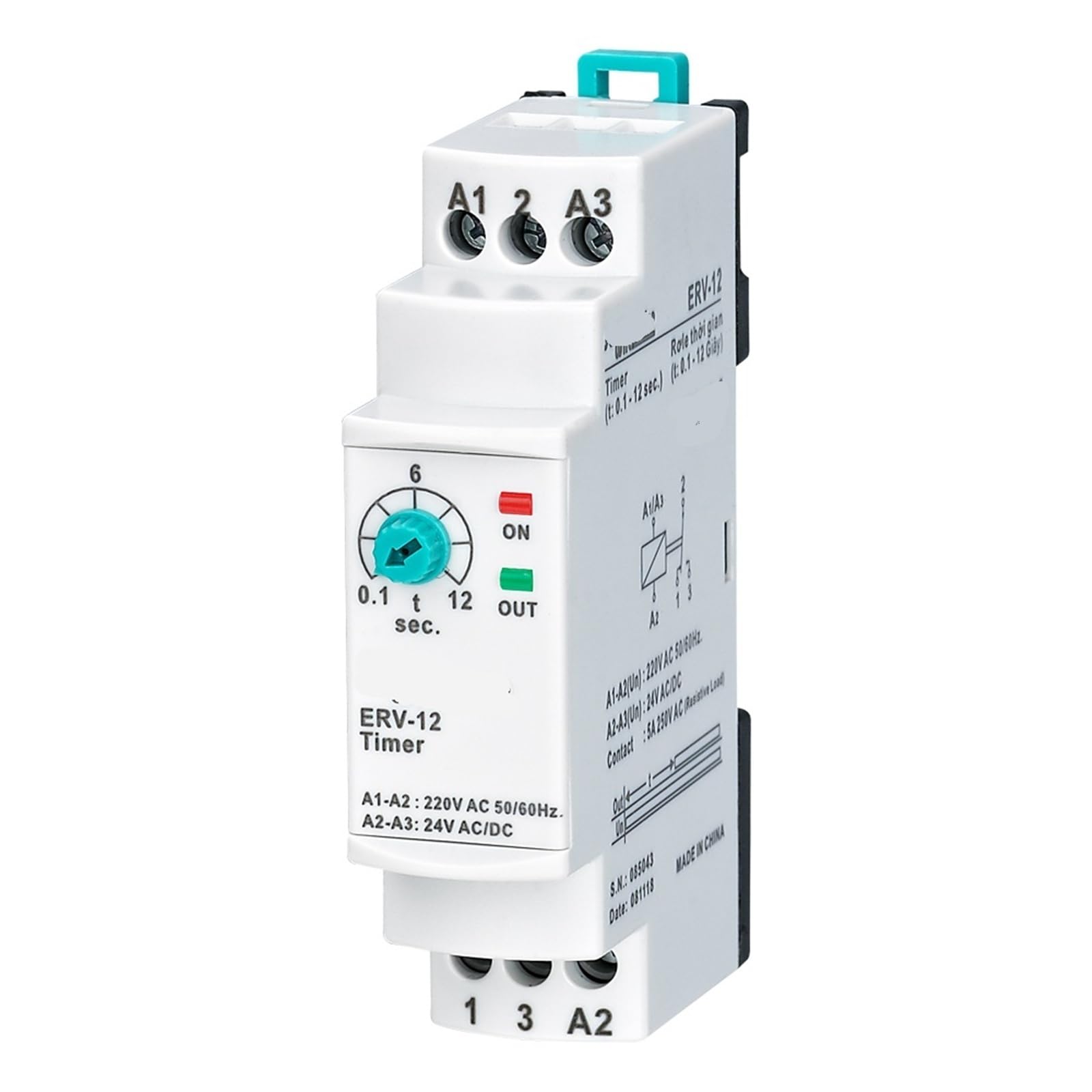 ERV-12 Einschaltverzögerungszeitrelais, elektronisch, einstellbar, 1 Stück(110VAC 24VDC) von URUJAMOY
