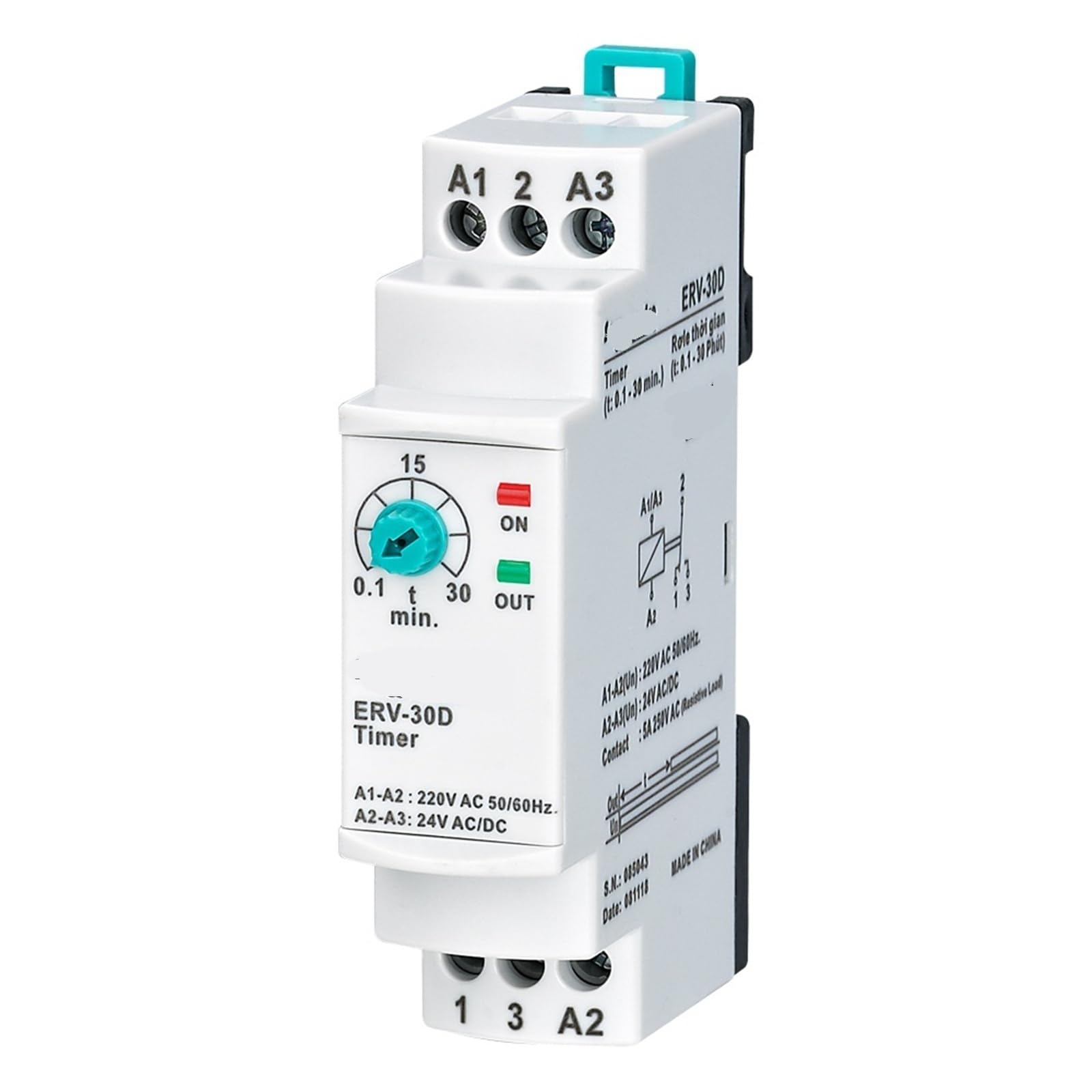 ERV-30D Einschaltverzögerungszeitrelais, elektronisch, einstellbar, 1 Stück(110VAC 24VDC) von URUJAMOY