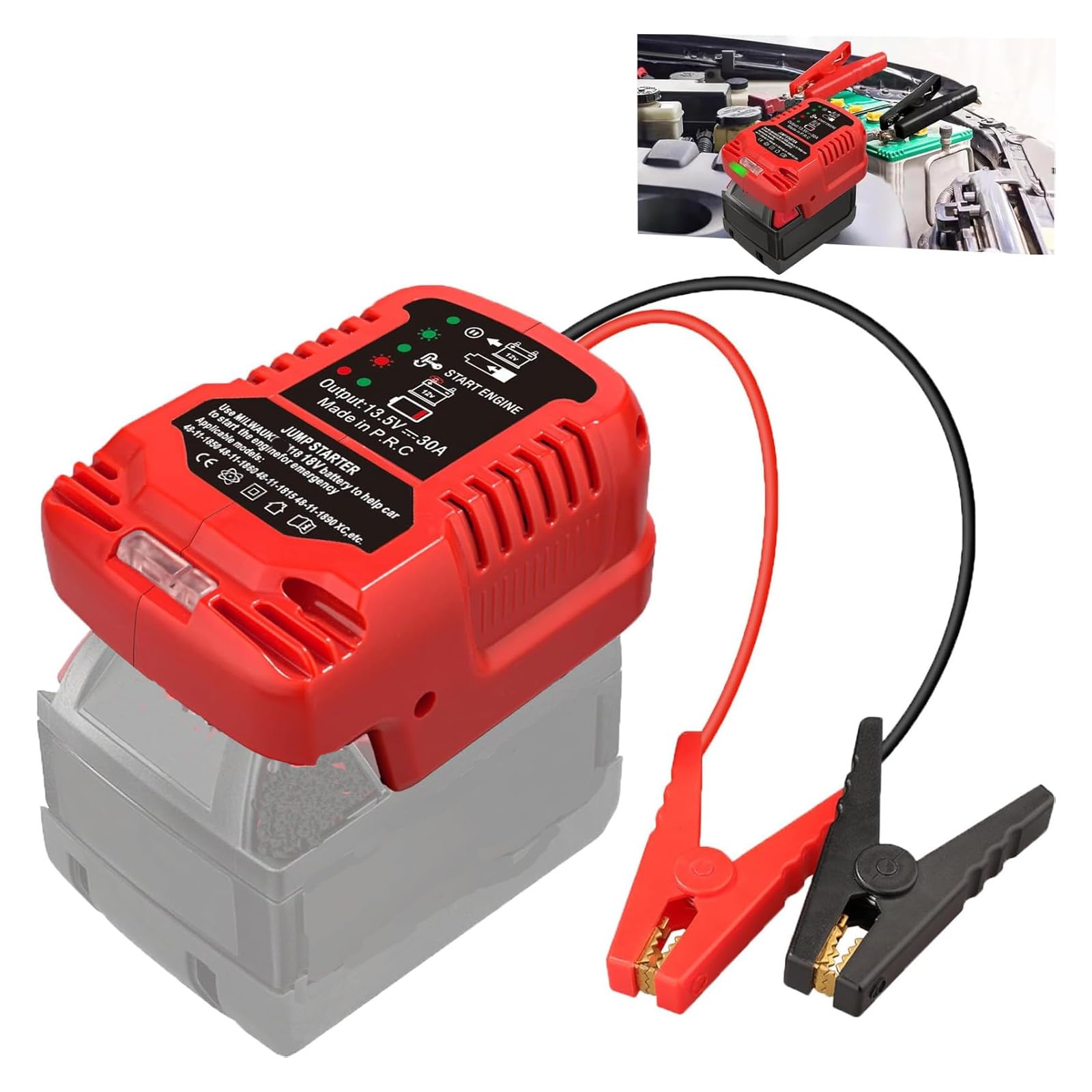Auto-Starthilfe-Adapter, kompatibel mit Milwaukee 18 V MAX Batterien mit 11 AWG Starthilfe-Kabel für die Verwendung mit LKWs, SUVs, Full-Size-Autos, mittelgroßen Autos und kleinen Auto-Starthilfe-Adapter, kompatibel mit Milwaukee 18 V MAX Batterien mit 11 AWG Starthilfe-Kabel für die Verwendung mit LKWs, SUVs, Full-Size-Autos, mittelgroßen Autos und kleinen von URUN