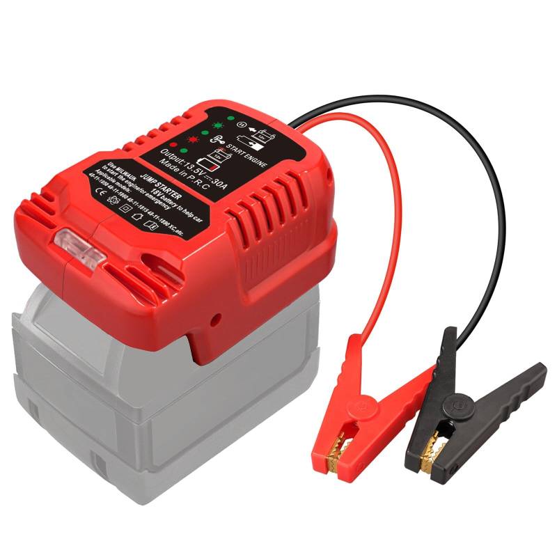 Auto Starthilfe Powerbank Adapter für Milwaukee M18 18V Akku, Jump Starter Autobatterie-Booster mit 11AWG-Kabel, Auto Safe Batteriestarter (Batterie Nicht inbegriffen) von URUN