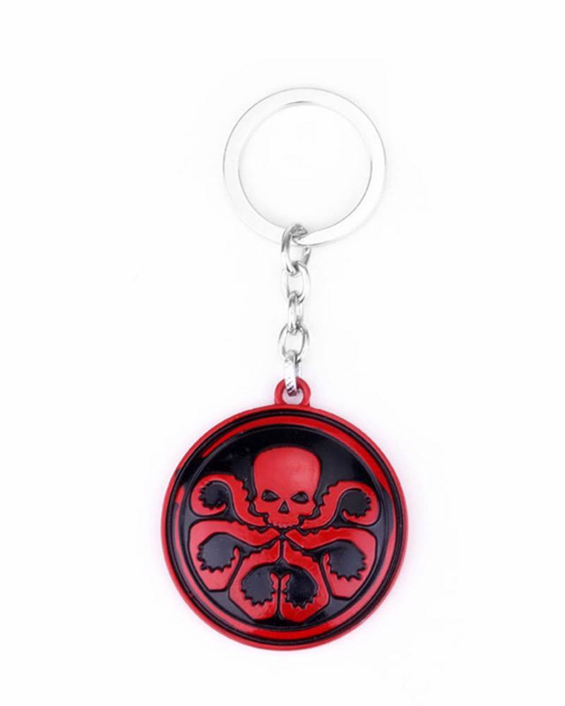 USChoice Marvel drehbarer Metall-Schlüsselanhänger Avengers Iron Man Doctor Strange Thanos Hydra Auto-Schlüsselanhänger für Kinder und Erwachsene, Rot (Hydra), Einheitsgröße von USChoice