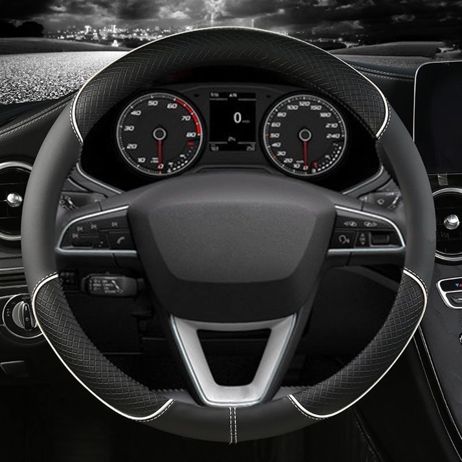 Steering Lenkradschoner Auto Lenkradbezug Mikrofaser 38cm rutschfest Für Seat Für Tarraco Für Arona Für Ateca Für Ibiza Für Toledo Für MII Für Leon Für Arosa Für Exeo ST Lenkradhülle Auto (Größe : WH Steering Lenkradschoner Auto Lenkradbezug Mikrofaser 38cm rutschfest Für Seat Für Tarraco Für Arona Für Ateca Für Ibiza Für Toledo Für MII Für Leon Für Arosa Für Exeo ST Lenkradhülle Auto (Größe : WH von USSIGN