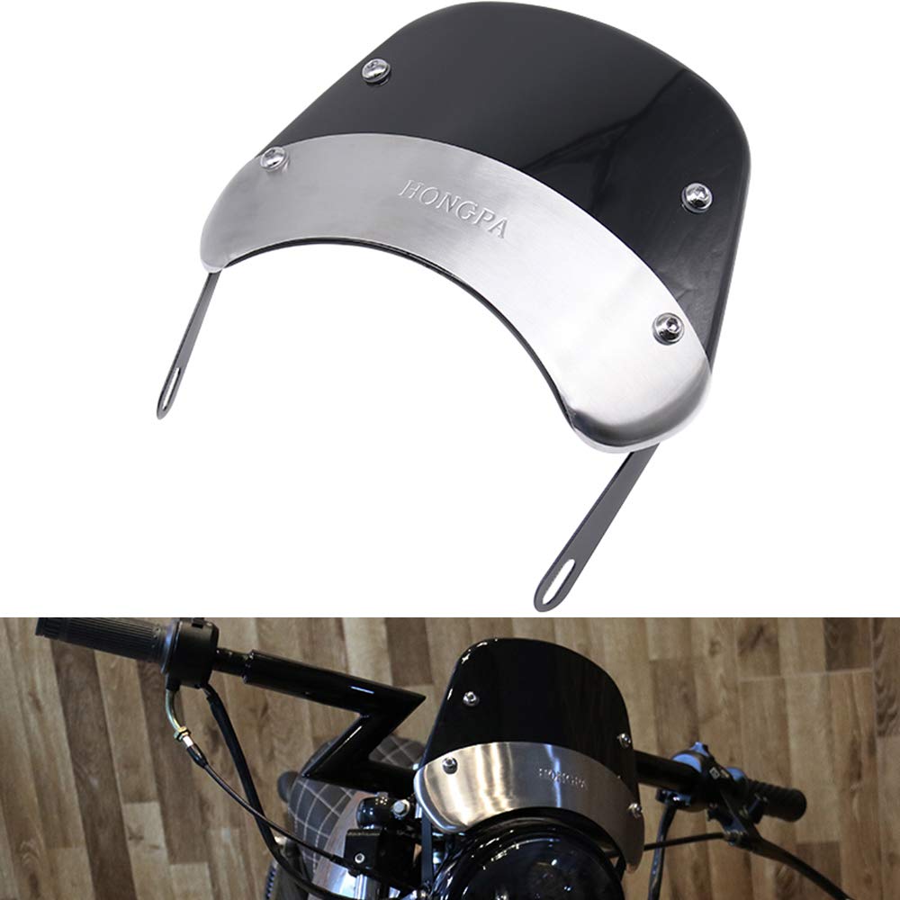 AnXin Windschutzscheibe 5-7 "Runde Scheinwerfer Windschutzscheibe Motorradverkleidung für die meisten Motorrad Dirt Pit Bike Cafe Racer - Schwarz von AnXin
