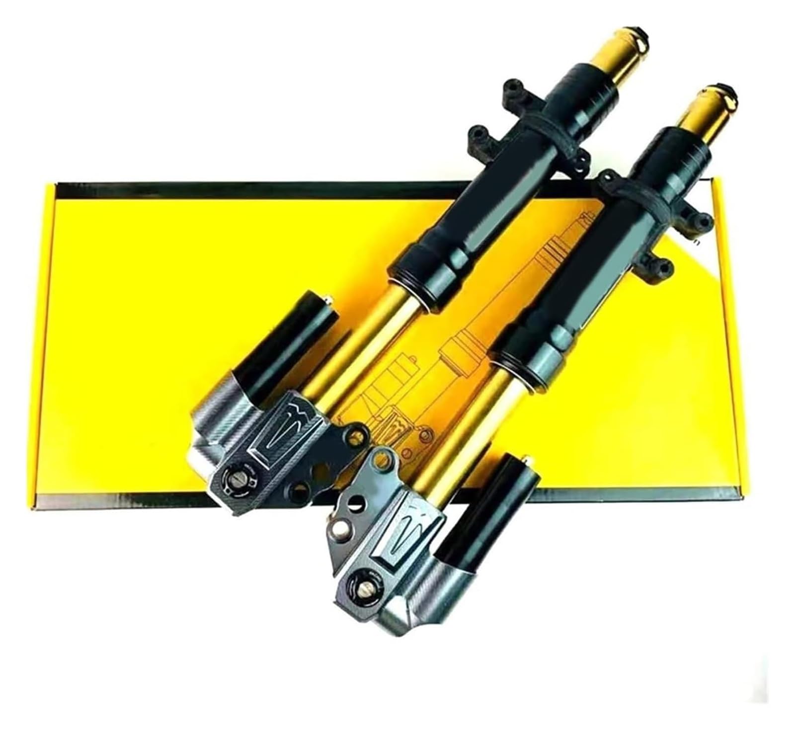 Motorrad Stoßdämpfer Hinten Für Y&amaha ZYT125 Fuxi GTR Force Little Turtle Universal 27/30/33 Kern 400mm Motorrad Inverted Front Stoßdämpfer(30 Core 400mm Black) von UTONGMU
