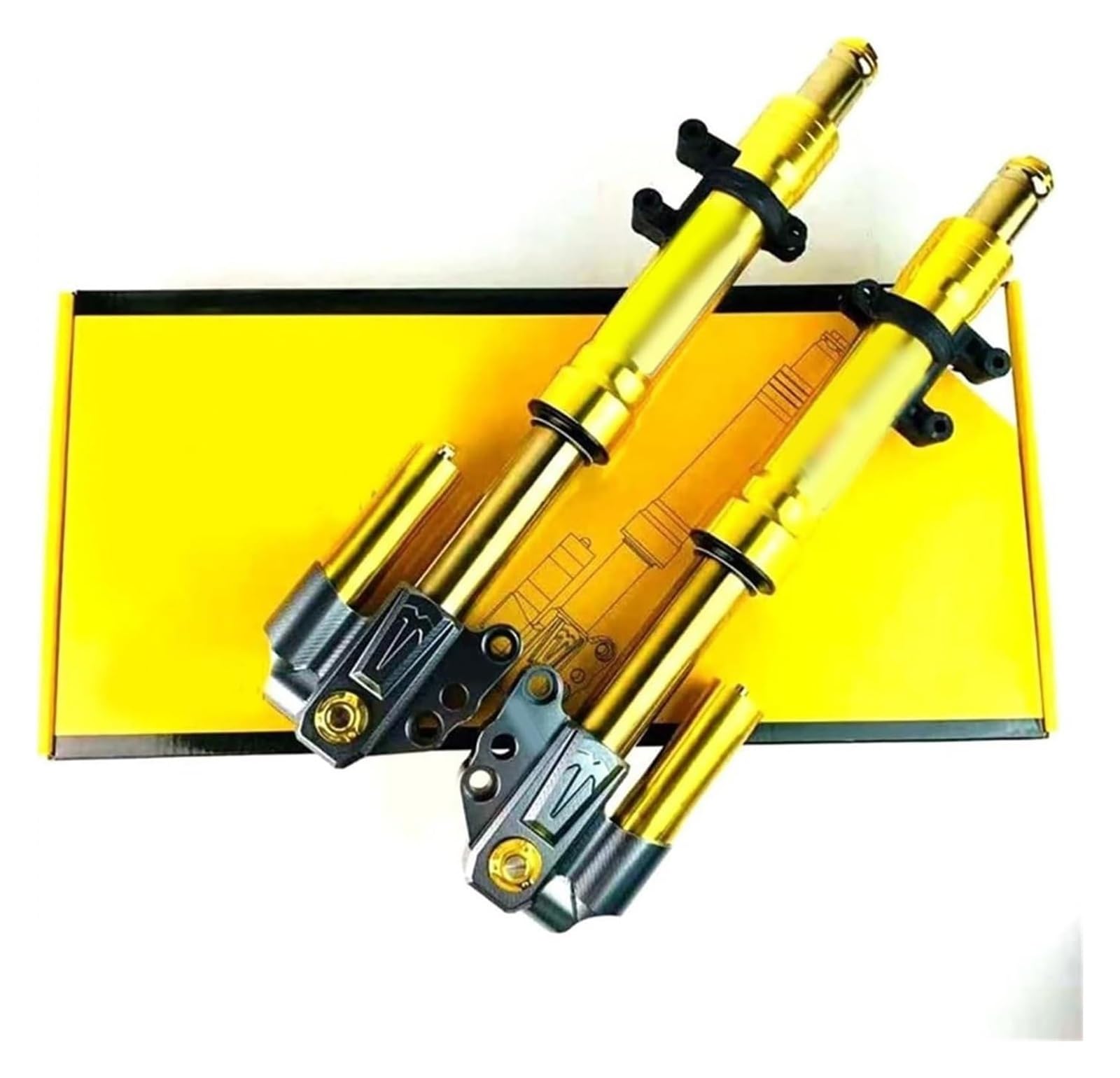 Motorrad Stoßdämpfer Hinten Für Y&amaha ZYT125 Fuxi GTR Force Little Turtle Universal 27/30/33 Kern 400mm Motorrad Inverted Front Stoßdämpfer(30 Core 400mm Gold) von UTONGMU