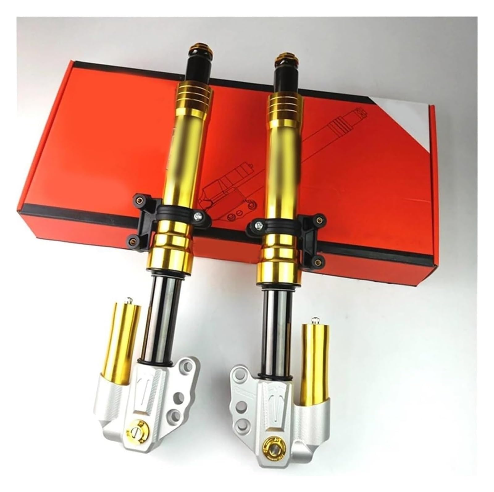Motorrad Stoßdämpfer Hinten Für Y&amaha ZYT125 Fuxi GTR Force Little Turtle Universal 27/30/33 Kern 400mm Motorrad Inverted Front Stoßdämpfer(33 Core 400mm Gold) von UTONGMU