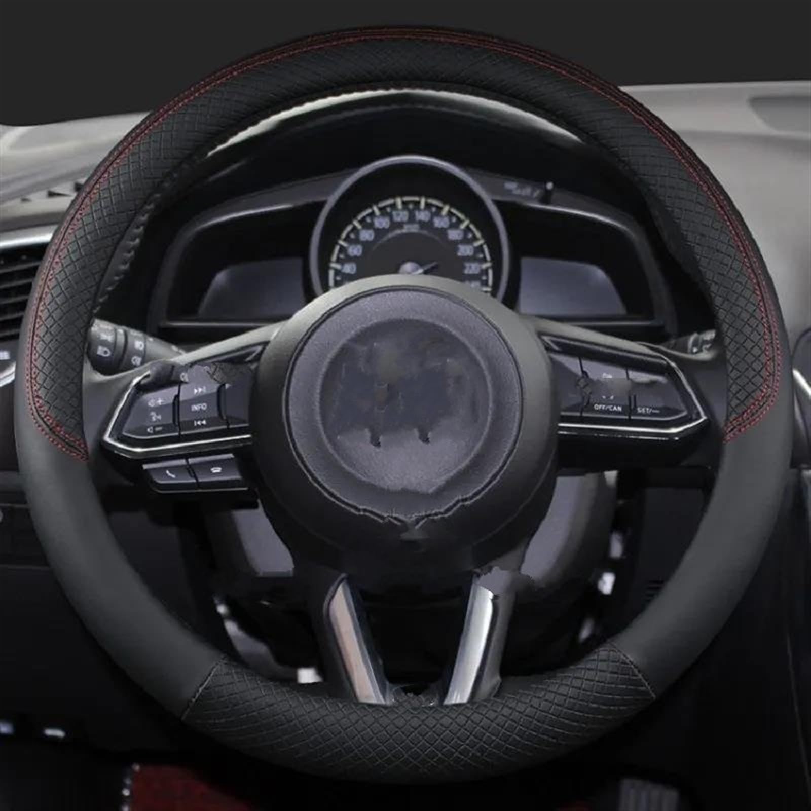 Steering Wheel Cover PU Leder Auto Lenkrad Abdeckung Für Mazda 3 Für Axela 6 Gh Gj Für Demio Anti-Slip Für Funda Für Volante Lenkradhüllen (Farbe : Schwarz) von UTOYA